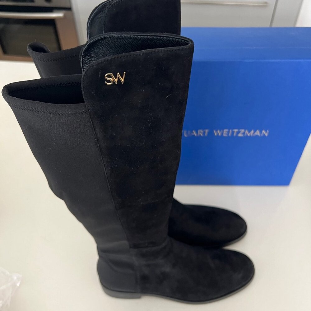 NEW! Stuart Weitzman - Keelan City Suede & Neoprene Knee Boots